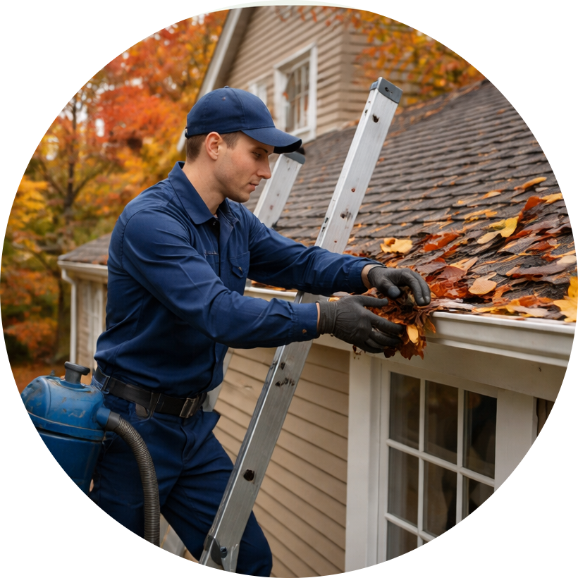Rain gutter cleaning